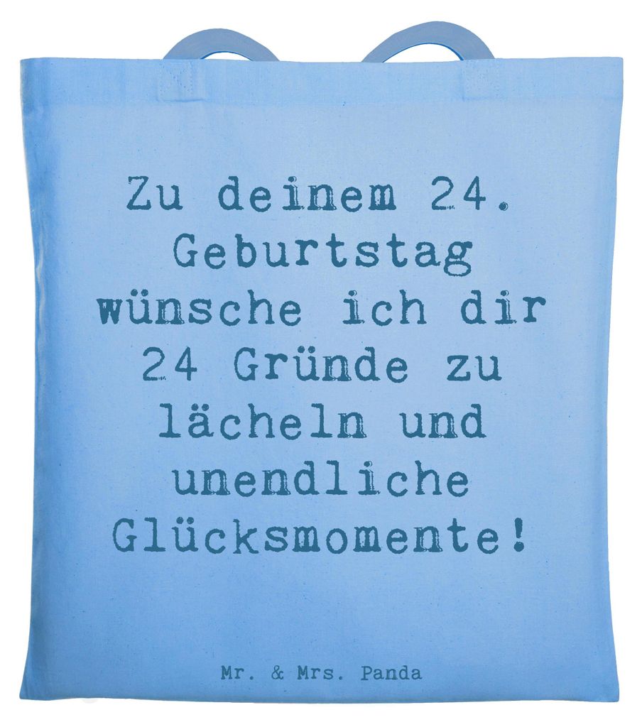Mr. & Mrs. Panda Jutebeutel Spruch 24. Geburtstag Glück - Sky Blue - Geschenk, Überraschung, Familie, Happy Birthday, Geburtstagsgeschenk, Tote B...