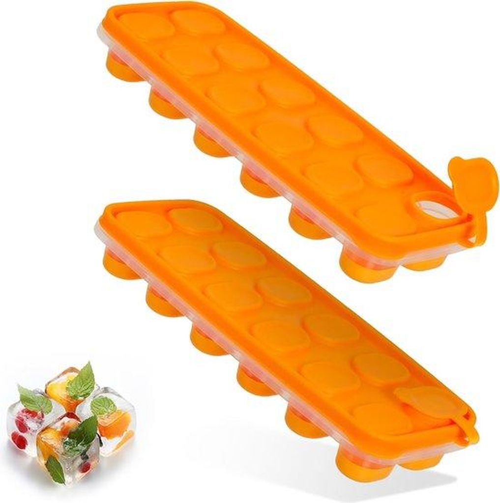 Silikonische Eiswürfelbox - 2 Stück - LFGB- - BPA-frei - für Babypaps, Shots und Cocktails - stapelbar - gesund und frische Eiswürfel