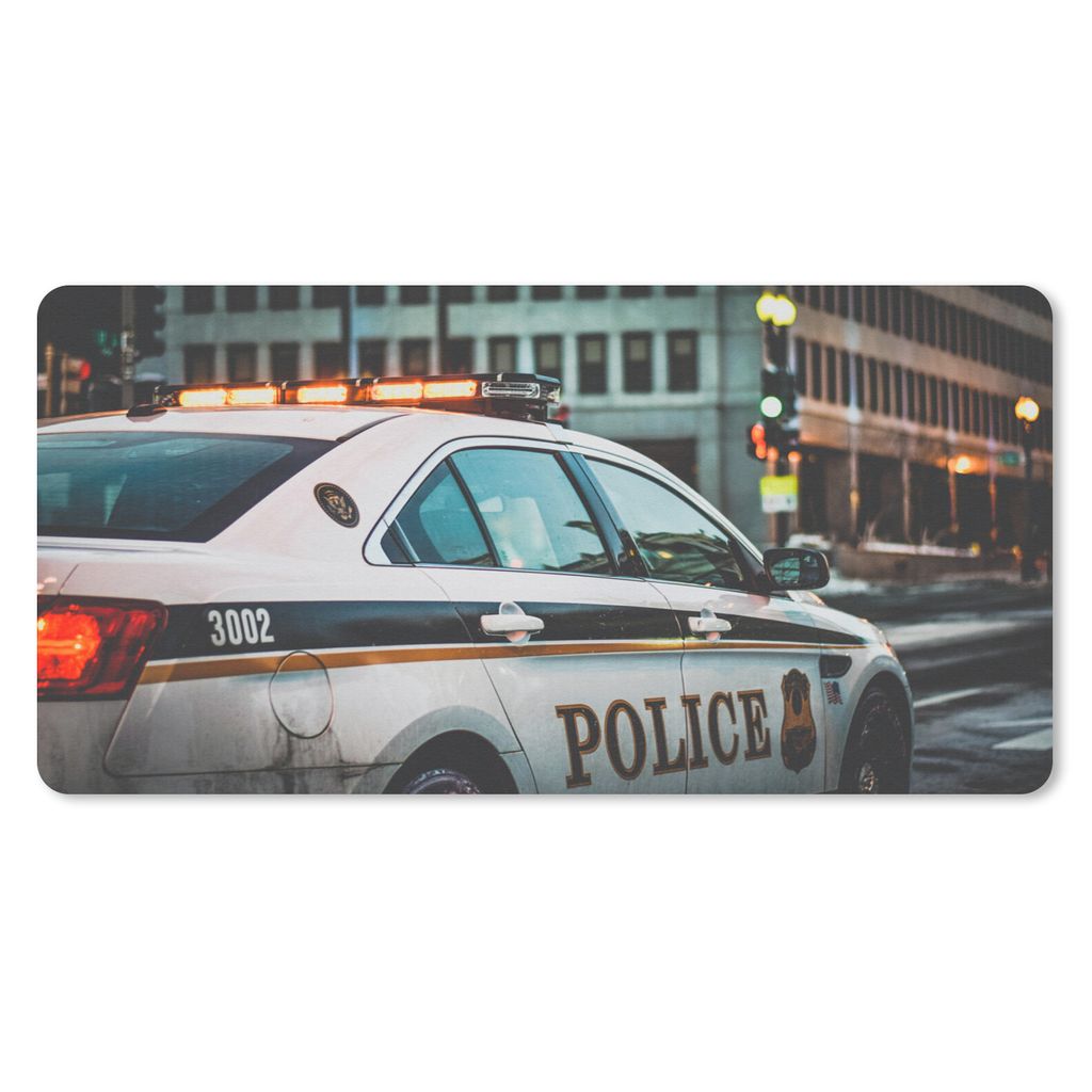 MuchoWow Schreibtischunterlage Auto - Polizei - Ampel 80x40 cm - XXL Mauspad - Gaming Mauspad
