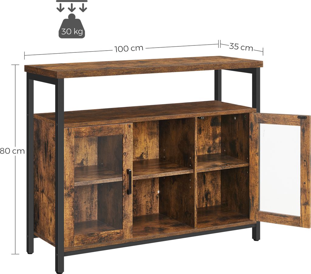 Vitrína VASAGLE Sideboard Úložná skříňka se 2 průhlednými Obrázek produktu 8