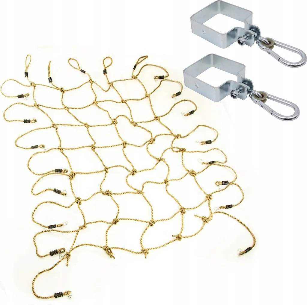 4iQ Filet à grimper 150x200 cm avec 2 suspensions carrées en acier