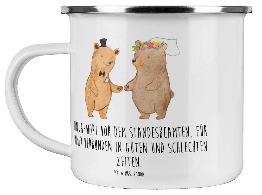 Mr. & Mrs. Panda Pott Standesamtliche Trauung Versprechen - Weiß - Geschenk, Geschenke, Campingtasse, Ehe, Liebesbekenntnis, tiefe Verbundenheit, ...