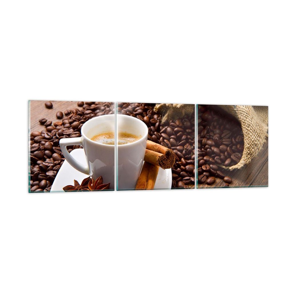 Bilder auf glas - Kaffee schwarz Frühstück Schokolade - 120x40cm - Glasbilder - Wandbilder - Kunstdruck - Wanddekoration aus Glas - Glas Bilder -...
