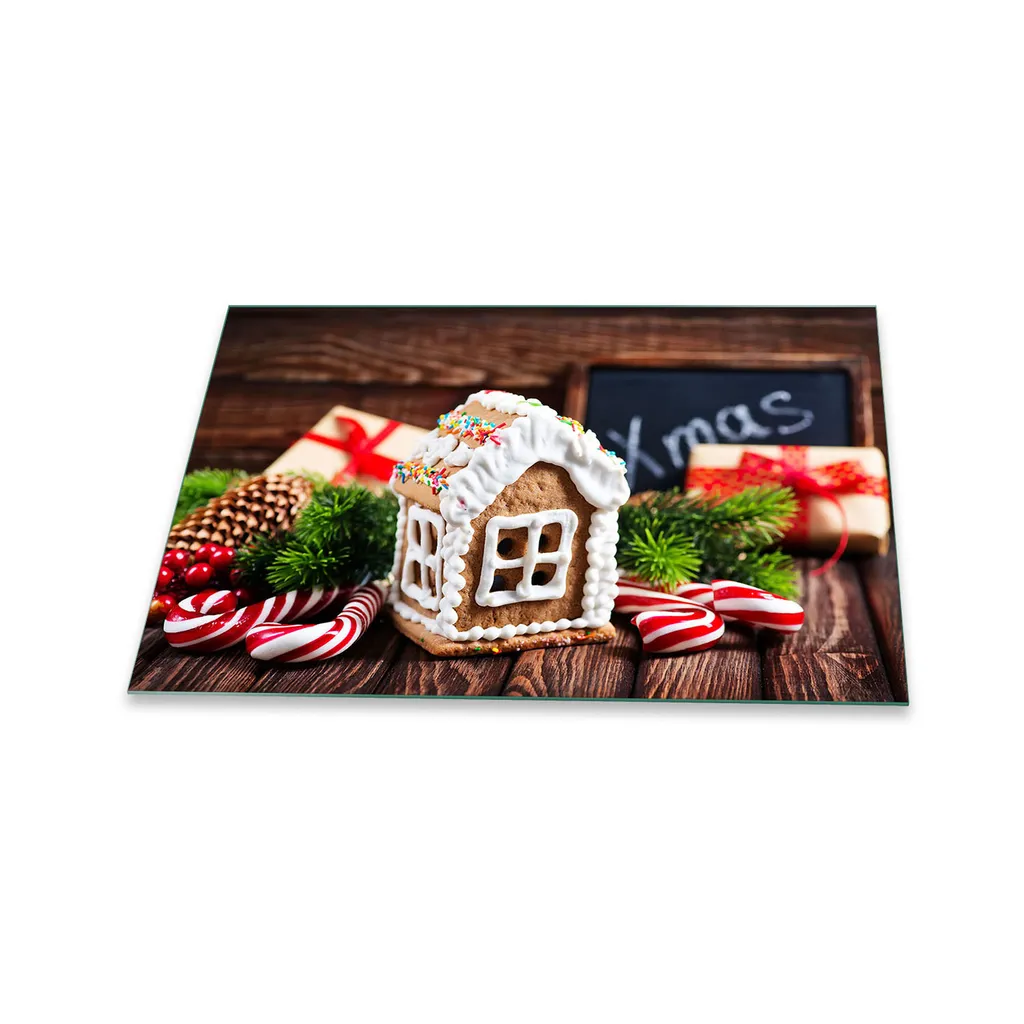 Protezione Piano Cottura Ceramica 80x52 | Vetro Temperato Natale Rosso