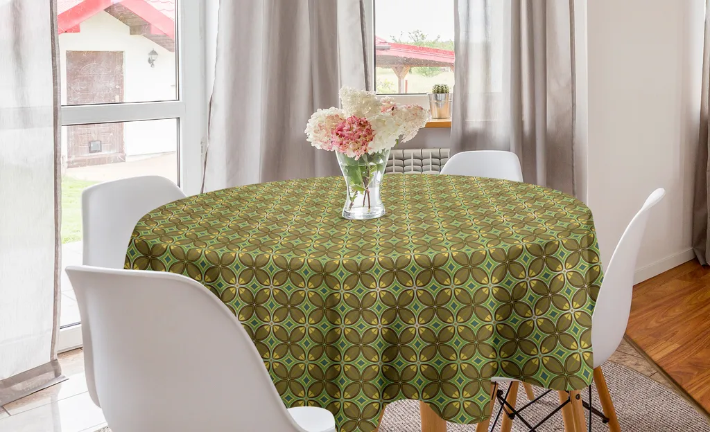 ABAKUHAUS Forest Friends Tovaglia rotonda, orso e foglie, tovaglia circolare per sala da pranzo, decorazione per