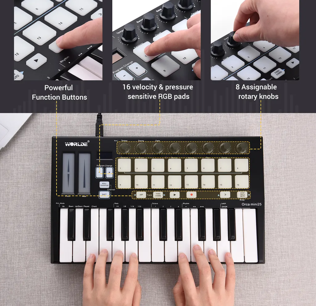 Mini Clavier MIDI USB Orca25 : La Solution Compacte pour Créer Partout - 7