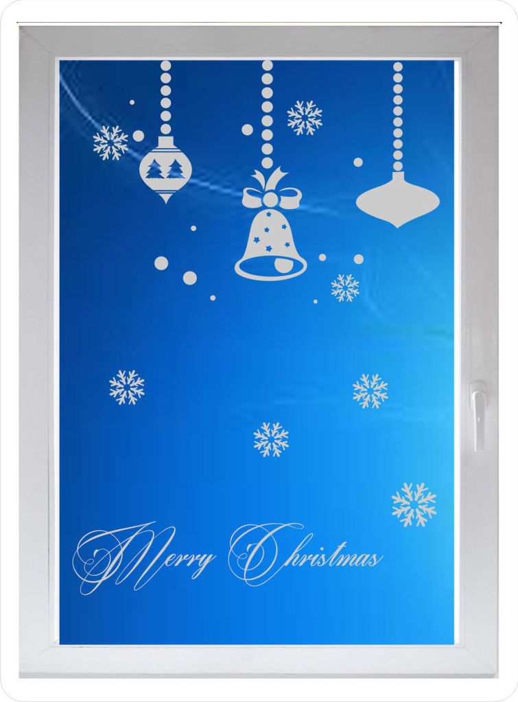 INDIGOS UG - MERRY CHRISTMAS - Farbe: silberfein satiniert - 96x84 cm - Sichtschutzfolie - Fensterfolie - Glasdekorfolie - für die Küche, MERRY C...