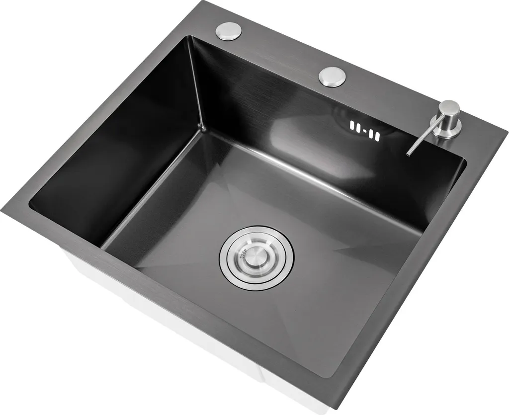 Lavello Cucina 1 Vasca Acciaio Inox AISI 304 - Scarico Rapido Antigraffio - 2