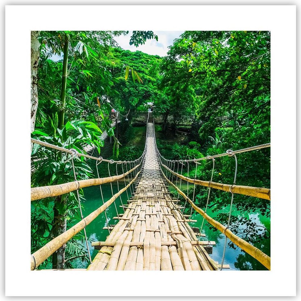 Poster - Poster ohne Rahmen - Gehweg Baum Holz Steg - 40x40 cm - Wand Bild - Wanddeko - Wandbilder - Kunstposter - Wandposter - Bilder - Kunstdruck...