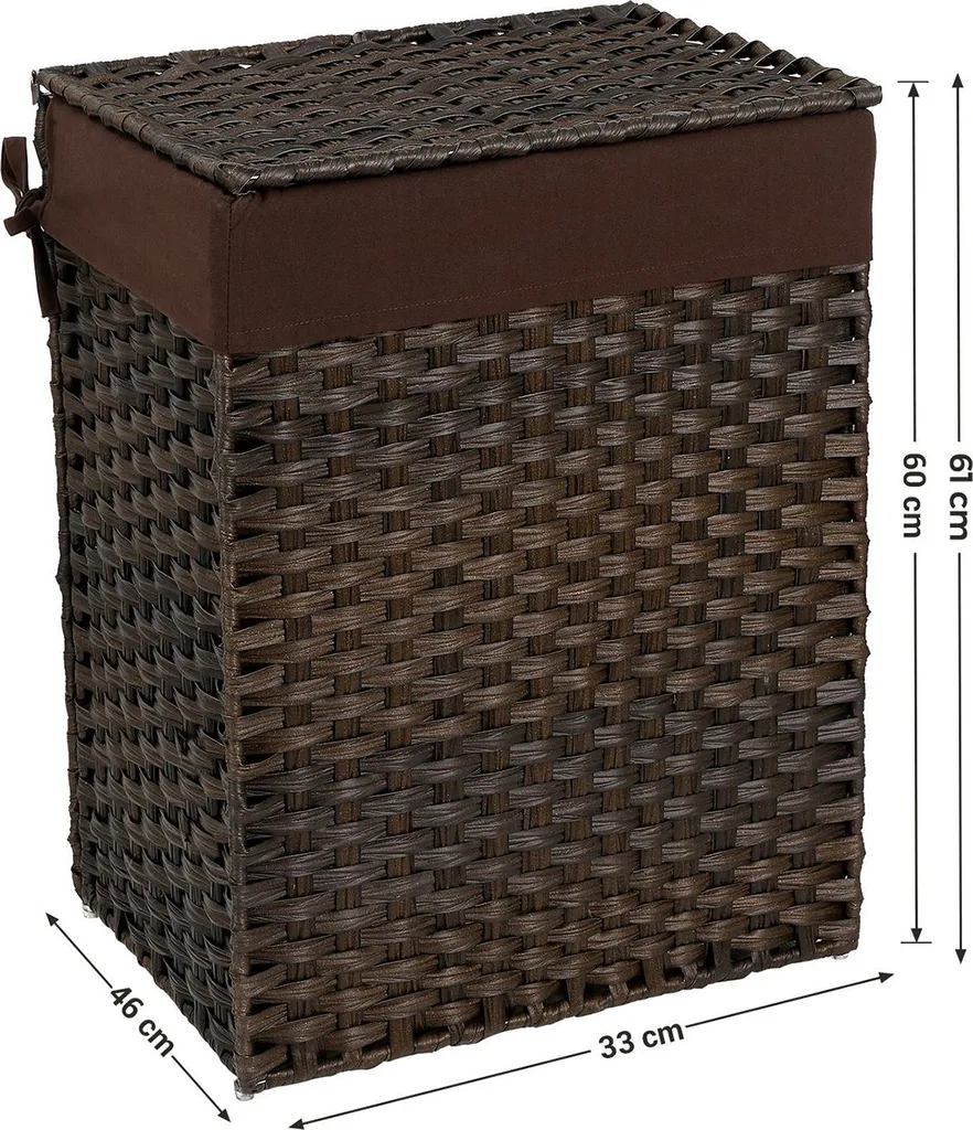 Panier à linge 90L marron en polyrotin robuste et résistant à l'eau - 3