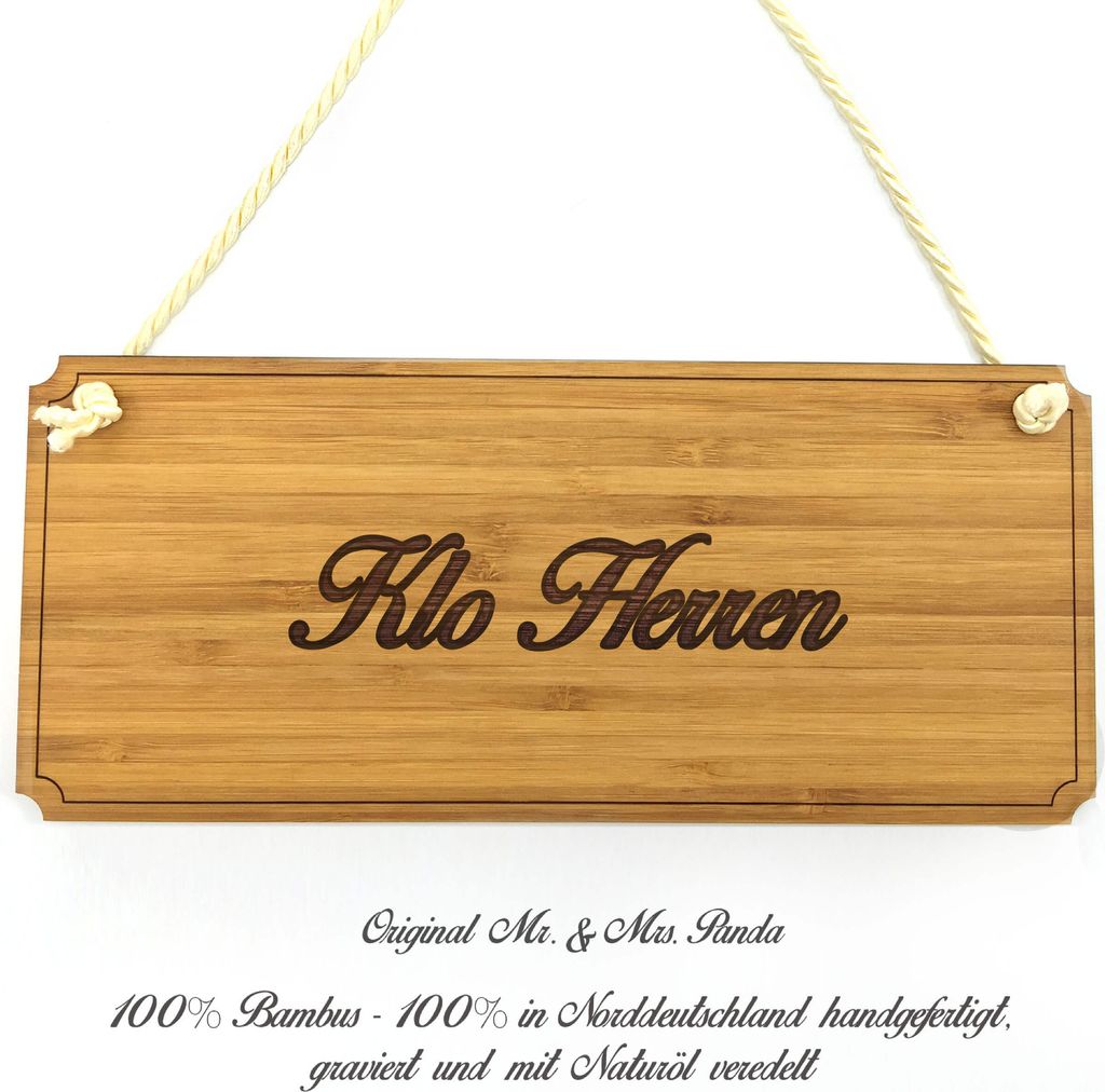 Mr. & Mrs. Panda Schild Klo Herren - Geschenk, Wegweiser, Shabby, Geschenkidee, wandtafel, Holzschild, Graviert, Türschild, Landhaus, Hinweisschild