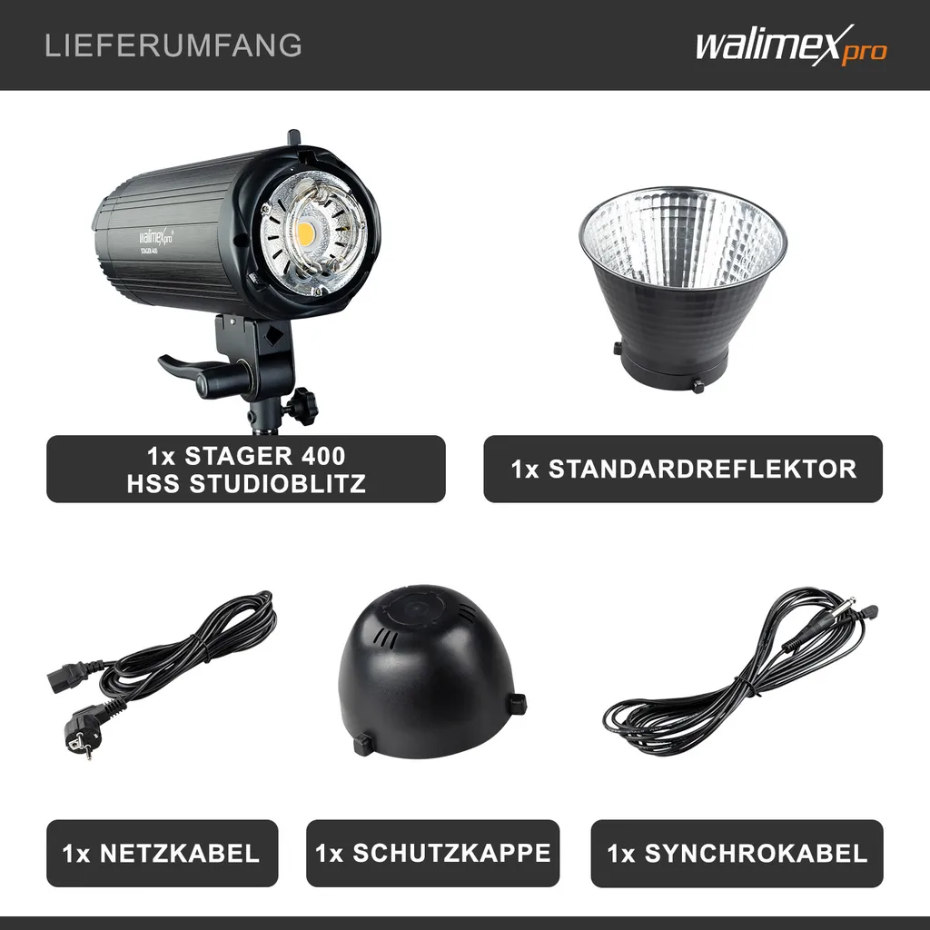 Walimex pro Stager 400 Flash Studio HSS LED avec Synchronisation Rapide - 10