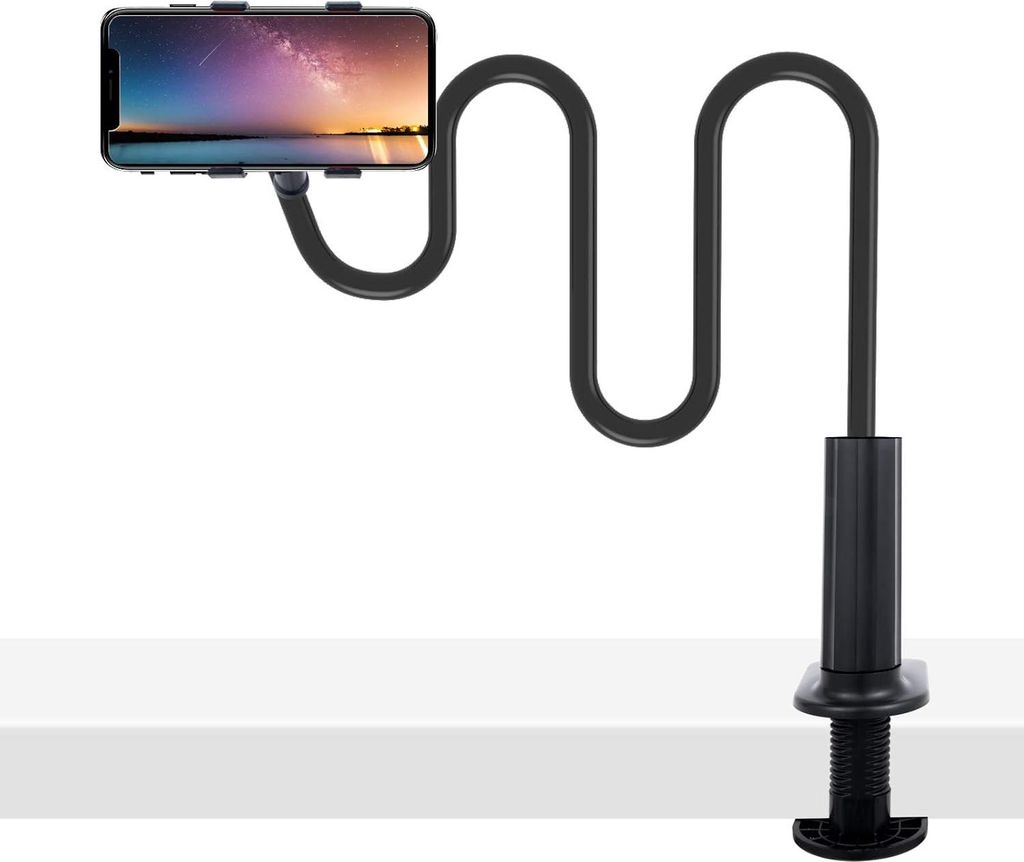 Handy-Halter, universeller Handy-Ständer, Clip, Flexible Klemme, 100 cm, Lange Arm-Halterung,schwarz