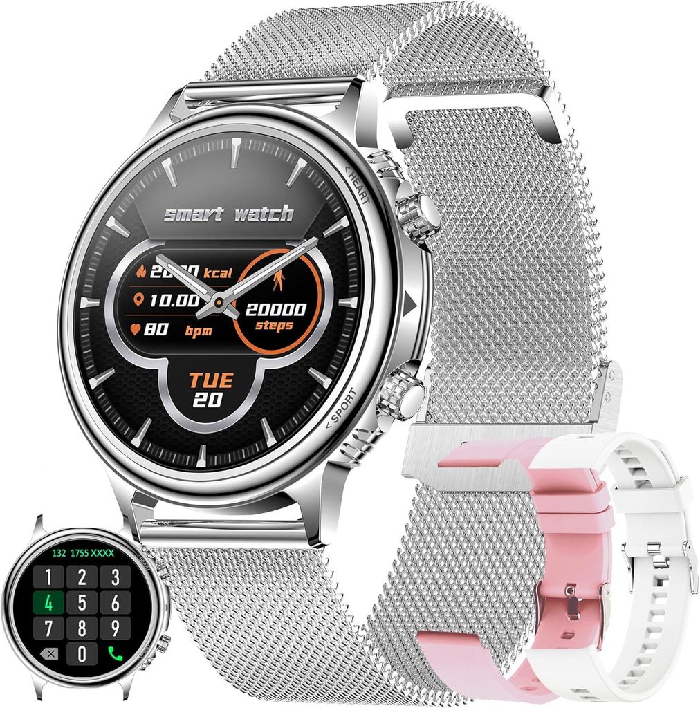 Smartwatch mit Telefonfunktion 1.32 Inch Touchscreen Fitness Uhr IP68 wasserdicht Aktivitätstracker Sportmodi für Android iOS