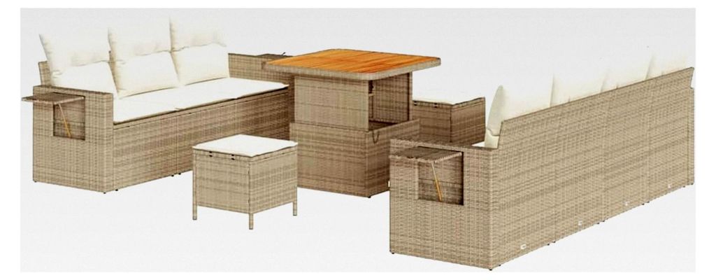 Garten-Sofa-Set Beige | 4-teilig | UV- und wasserfest | für Balkon und Garten