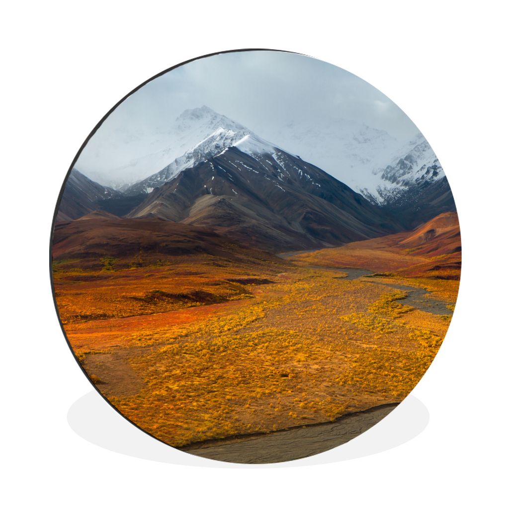 MuchoWow Aluminium Wandkreis Tundra im Herbst Ø 30 cm Wanddeko Modern Wohnzimmer - Wand Bild - Wohnzimmer - Runde Bilder - Alubilder - Kunst fü...