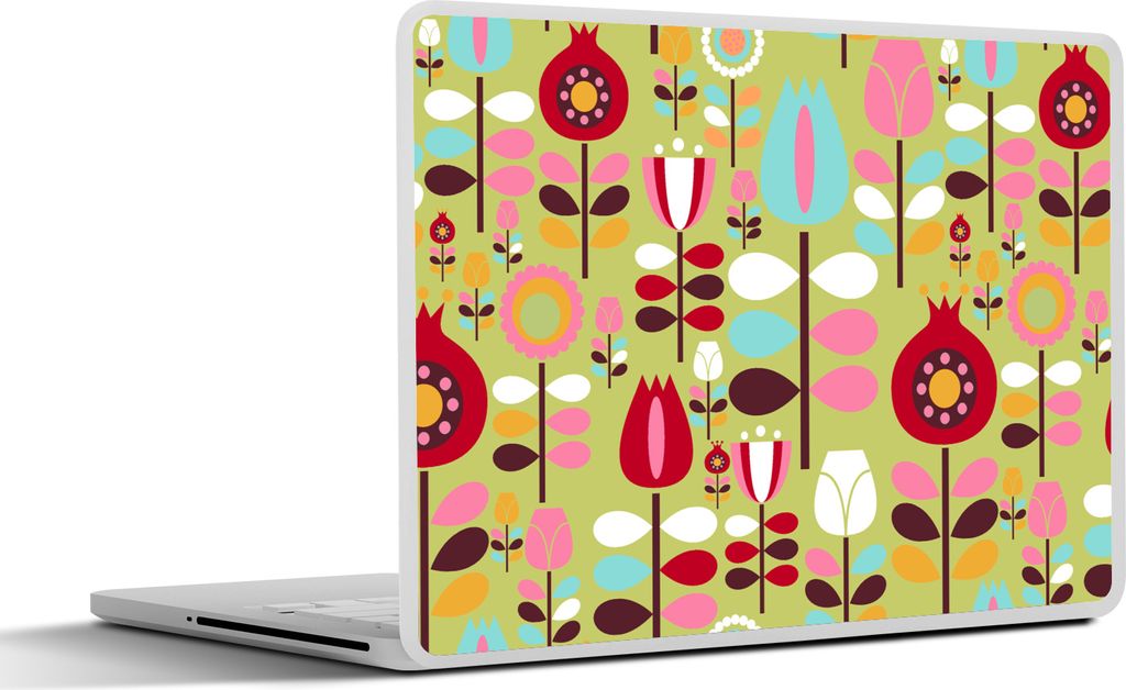MuchoWow Laptop Aufkleber Sticker Cover Muster - Blumen - Farben 30x21 cm - Sticker für Laptop - Selbstklebend