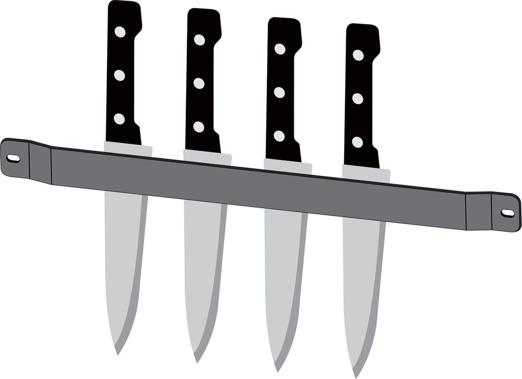 Stahl Messerhalter für perforierte Grillwände, schwarz, 315 mm