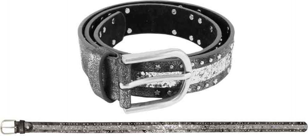 Gürtel Nieten+Glitzer anthrazit 70 cm - bb-Klostermann 22195 - Kindergürtel -