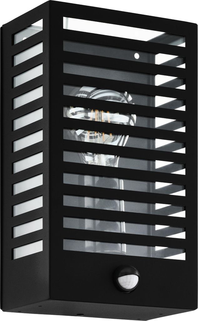 EGLO Außenleuchte Alamonte 3, Wandleuchte außen aus Metall in Schwarz, Wand Außenbeleuchtung mit Bewegungsmelder, Außenlampe mit E27 Fassung, IP44