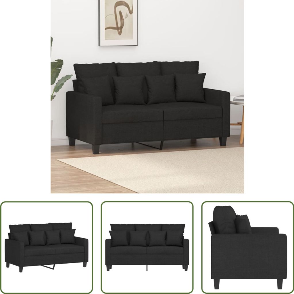The Living Store 2-Sitzer-Sofa Schwarz 120 cm Stoff