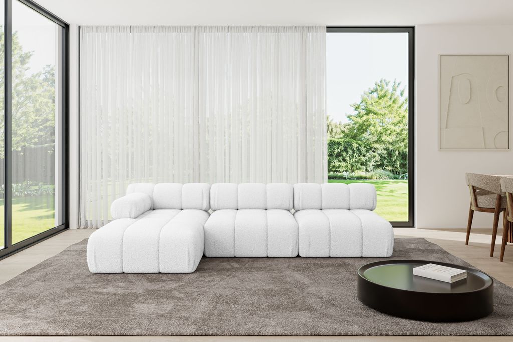 ALTDECOR Modulares Sofa Ecksofa in L-Form - Razon-L2 - 285x160x70 cm Weiß Corner modular Sofa Eckcouch Couch Wohnlandschaft Cauchsofa Polstersofa