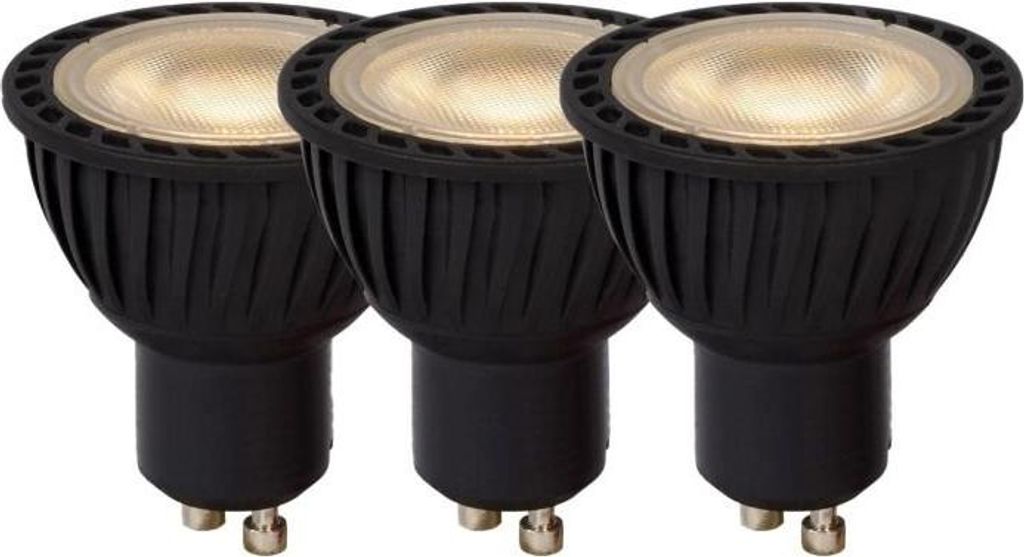 Lucide Lucide MR16 Led Glühbirne - Ø 5 cm - LED Dimb. - GU10 - 3x5W 3000K - Schwarz - 3er Set