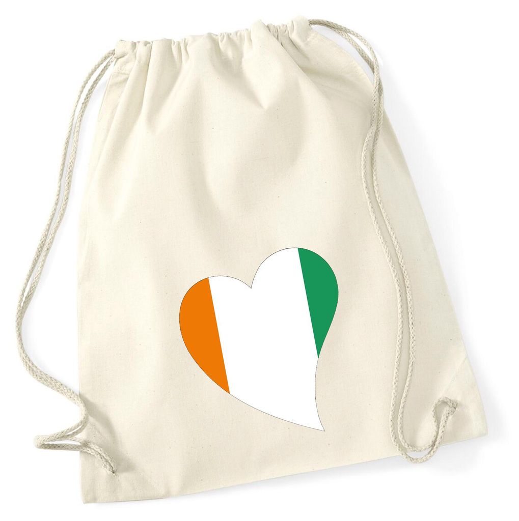 Huuraa Turnbeutel Elfenbeinküste Flagge Herz 12 Liter Natural Baumwolle Rucksack Geschenkidee