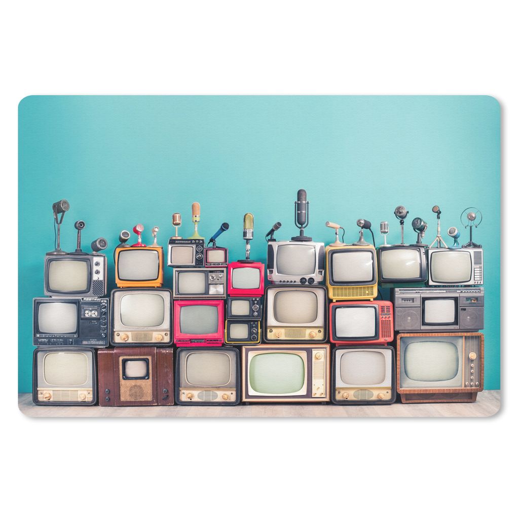 MuchoWow Mauspad Mousepad Fernsehen - Mikrofon - Vintage 27x18 cm - Mousepads - Maus Mat - Pad - Mausunterlage - Büroartikel - Desk Matten
