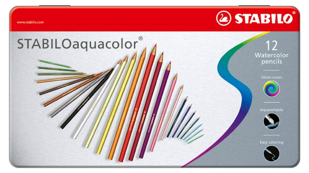 Aquarell-Buntstift - STABILO aquacolor - 12er Metalletui - Produktbild 