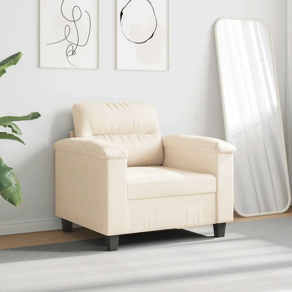 Fauteuil de Salon Beige 60 cm en Microfibre - Fauteuil Simple et Chic - 3
