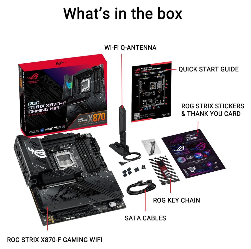 Scheda Madre ASUS ROG Strix X870-A Gaming WiFi – AM5, DDR5, PCIe 5.0, WiFi 7, USB4, Per Processori AMD Ryzen Serie 9000