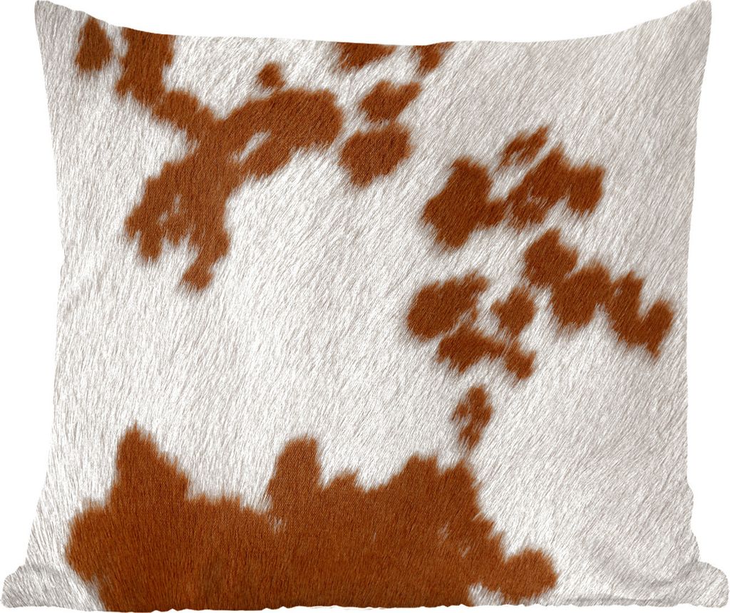 MuchoWow Zierkissen Sofakissen Wohnzimmer Dekokissen 60x60 cm Rindsleder mit rot-orangen Tupfen - Sitzfläche - Foto Polster