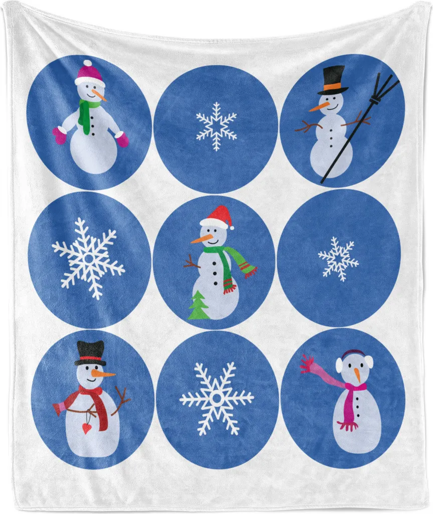 Plaid Invernale ABAKUHAUS Viola Blu 175x230 cm Pupazzo di Neve