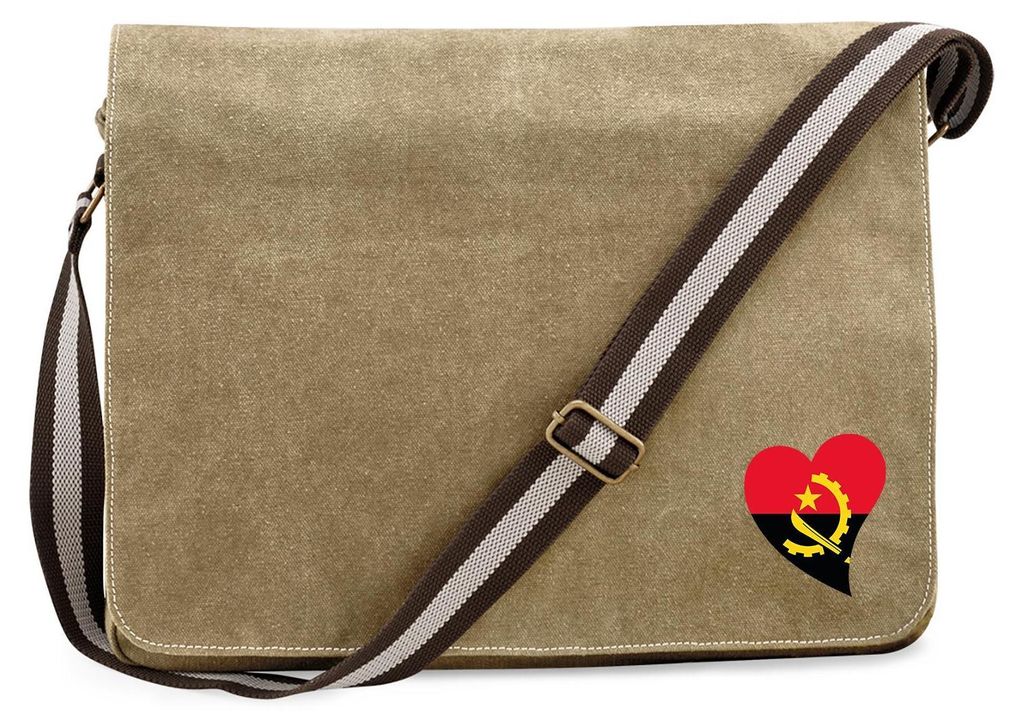 Huuraa Umhängetasche Angola Flagge Herz 14 Liter Sahara Canvas Laptoptasche Geschenkidee