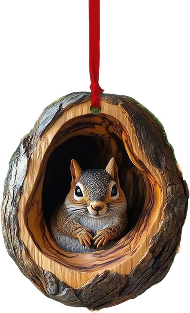 Waldtier-Weihnachtsornament, 2D-Acryl, Eule, Waschbär, Koala, Eichhörnchen, Weihnachtsbaum-Hängedekoration für Baum, Home-Party-Dekor
