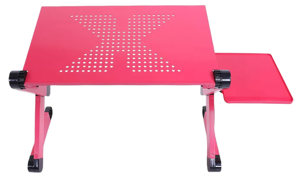 Support de Table pour Ordinateur Portable Ventilé Pliable Rouge