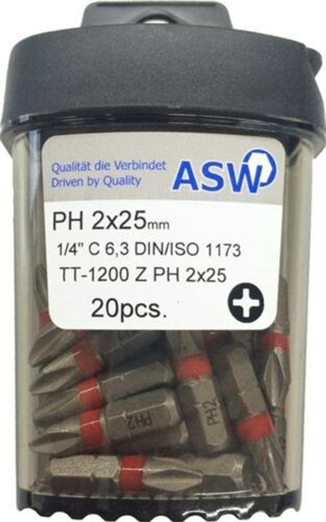 Tik-Tak Dose à 20 Stück 1/4" C 6,3 Bits - PH 3x25, Länge: 25mm