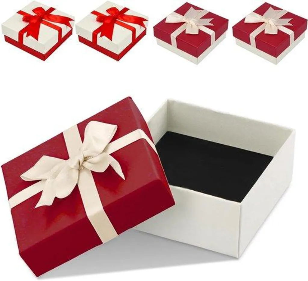 Présentoir bijoux en carton beige - Boîte de rangement carrée 4 lots