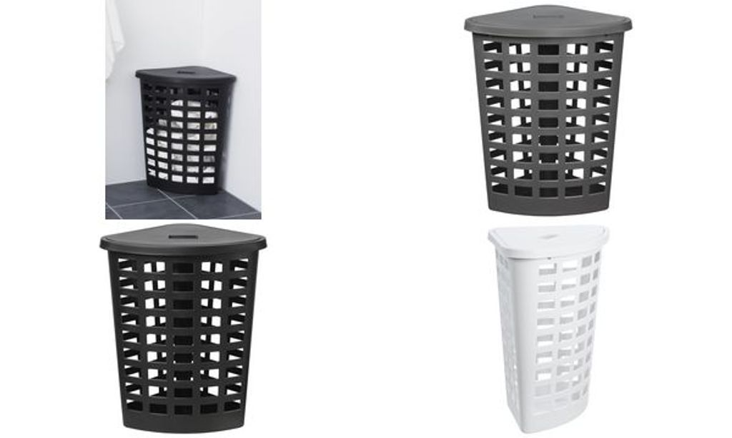 plast team Wäschesammler BOSTON, 54 Liter, eckig, schwarz Produktbild 