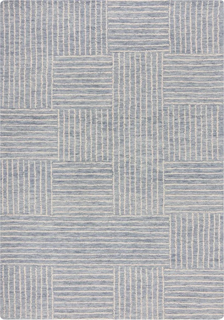 Tapis Bleu Memphis Abstract Check - 200x290 cm en Fibres Durables