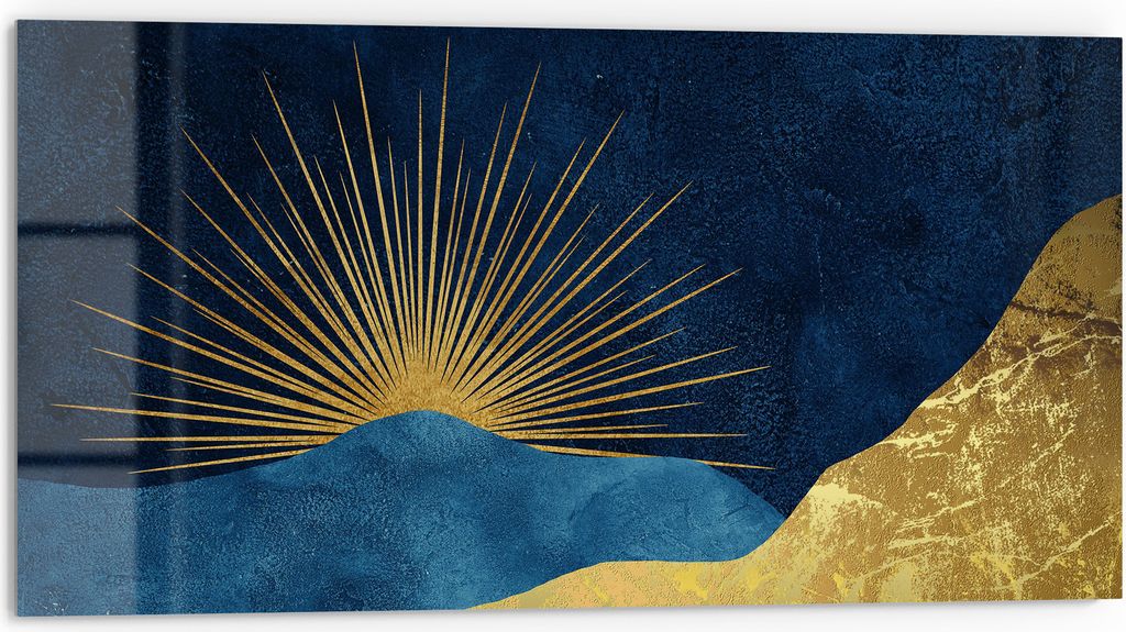 DEQORI Küchenrückwand Glas 80x40 cm 'Lichtspiel der Dämmerung' Spritzschutz Bad Rückwand Küche