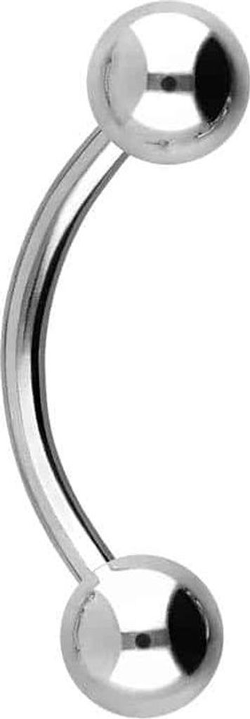 Bauchnabel-Piercing, Rook Piercing Chirurgenstahl Banane Silber Stablänge: 10mm + Stabstärke: 1,2mm + Kugelgröße: 4mm