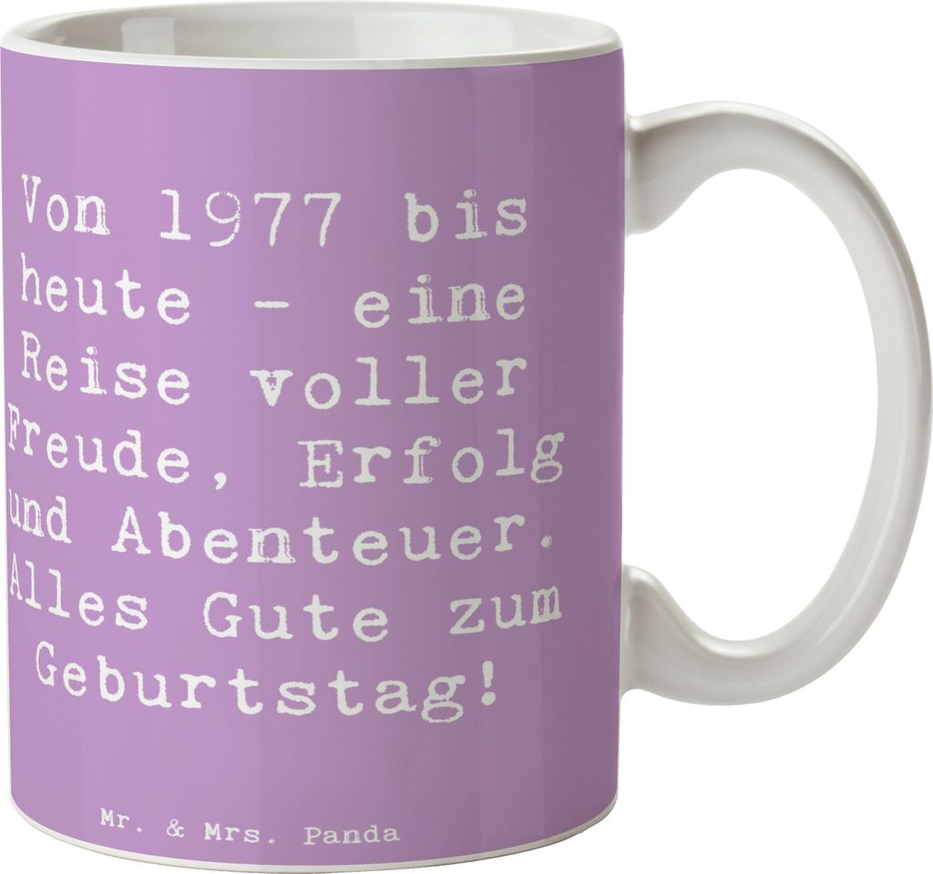 Mr. & Mrs. Panda Tasse Spruch 1977 Geburtstag - Lavendeltraum - Geschenk, Gute zum, Kaffeetasse, kaffeebecher keramik, Geburtsjahr, Keramiktasse, G...