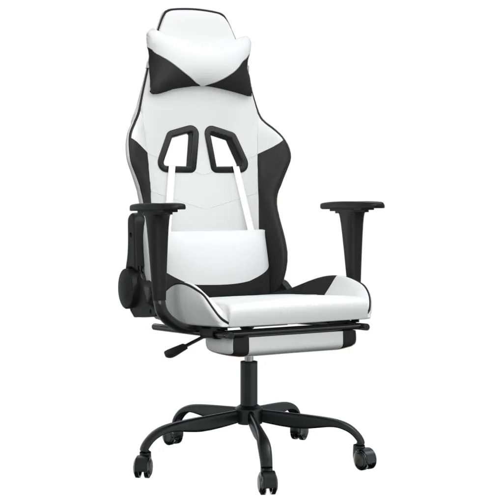 Sedia da Gaming vidaXL con Poggiapiedi Ecopelle Bianca e Nera