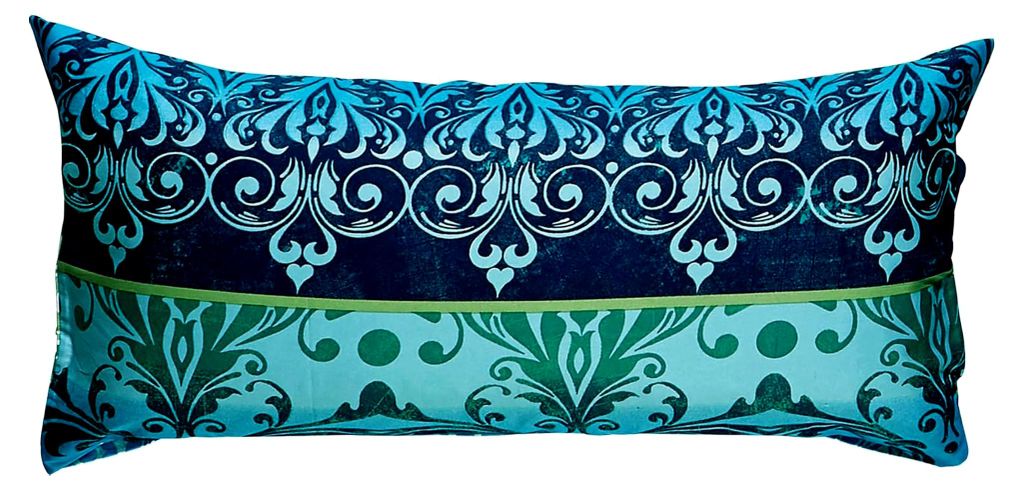 Wende-Kissenbezug Mako-Satin orientalisch, blau Größe 40x80 cm - temperaturausgleichend, mit Reißverschluss