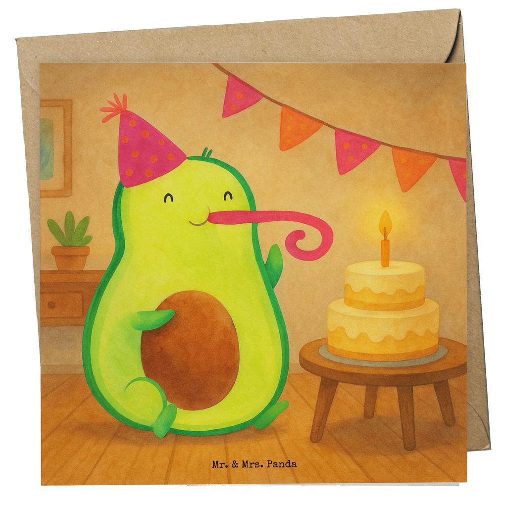 Mr. & Mrs. Panda Grußkarte Avocado Geburtstag Design - Weiß - Geschenk, Glückwunschkarte, anlasskarte, faltkarte, Feier, Party, Klappkarte, Übe...