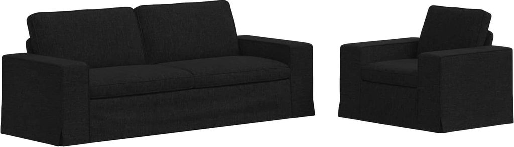 vidaXL Sofa Set 2 pcs Schwarz 222 x 80 x 82 cm Stoff