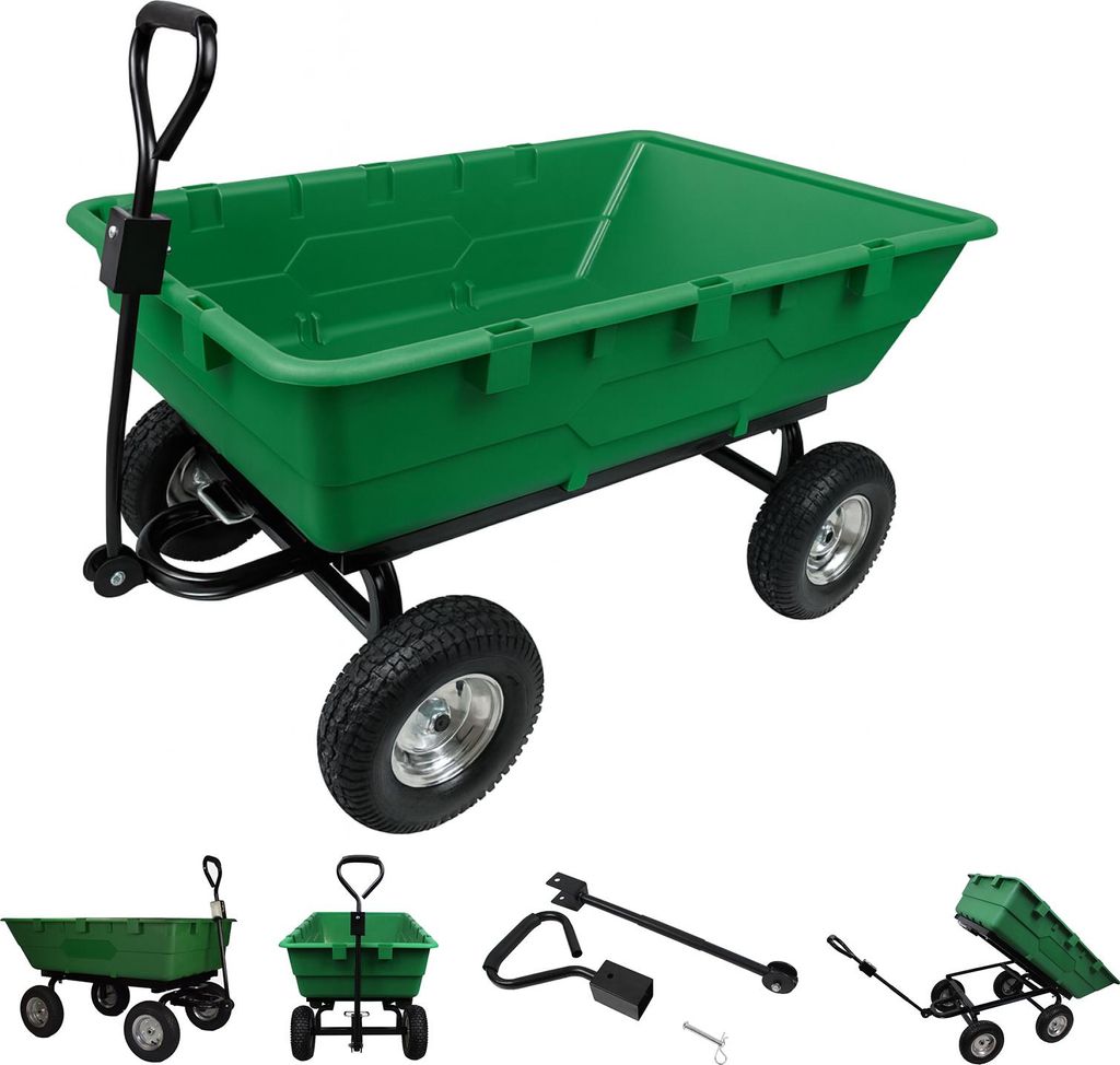 XXL Gartenwagen 350 Ltr. 500 kg Transportwagen Kippfunktion Anhänger Rasentraktor Handwagen
