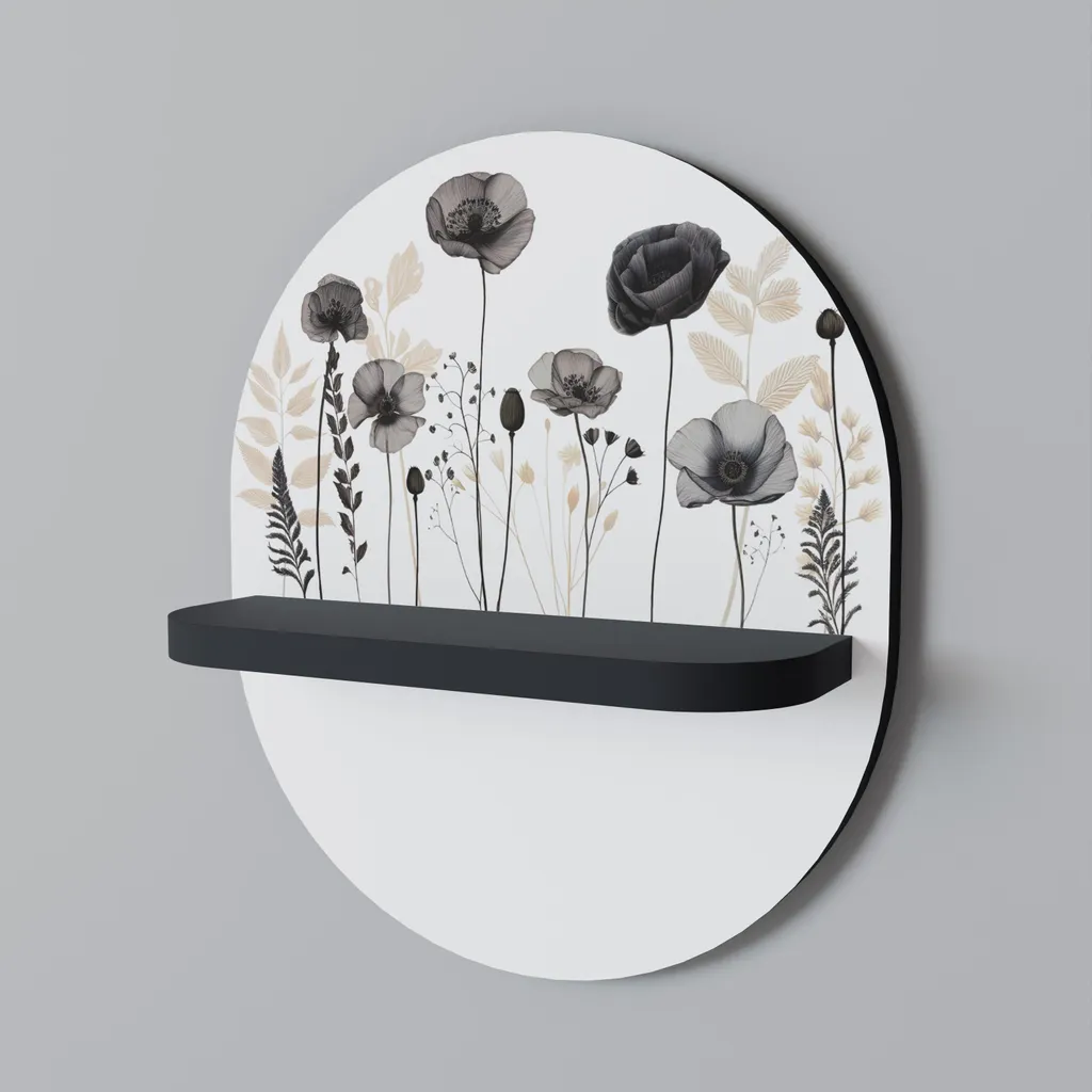 Étagère Ovale Noire Poppy Allure en Acier Noir Mat - Style Industriel